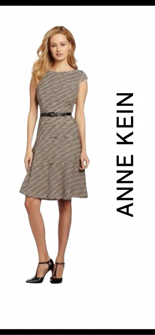 Anne Klein Women’s Size XL Striped Belted Fully Lined Dress